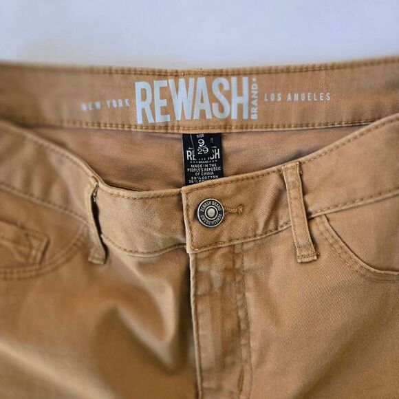 REWASH Brand LA Womens Frayed Cut Off Mid Rise Skinny Jeans Mustard Size 9/29 - Picture 5 of 14